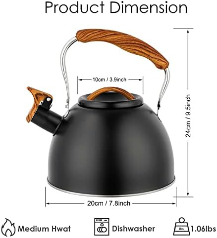 Black whistling kettle with wood pattern handle — photo 5