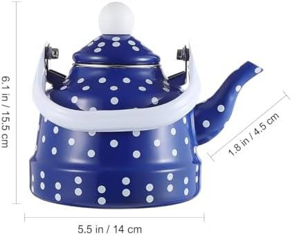 Blue and white dots enamel tea kettle — photo 3
