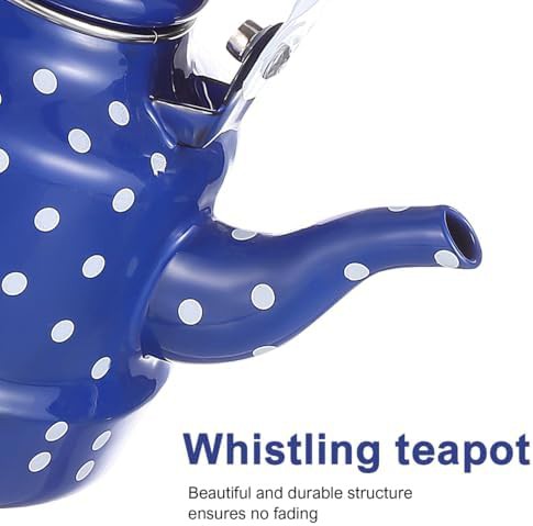 Blue and white dots enamel tea kettle — photo 4