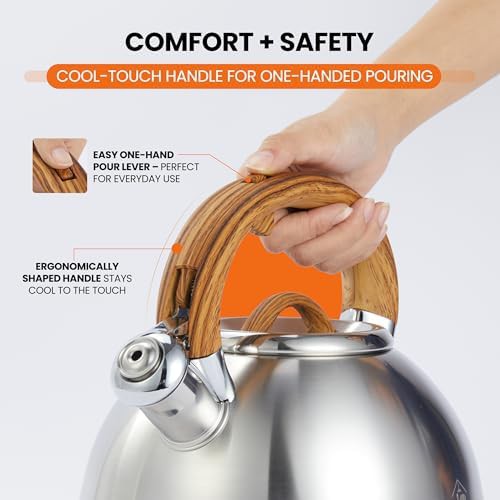 Large stainless steel whistling tea kettle — photo 5
