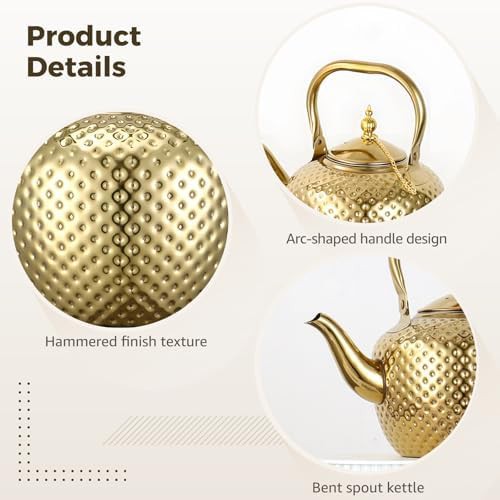 Gold hammered finish stainless steel kettle — photo 3
