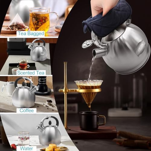 Baerfo Vintage Brushed Stainless Tea Kettle Silver — photo 4