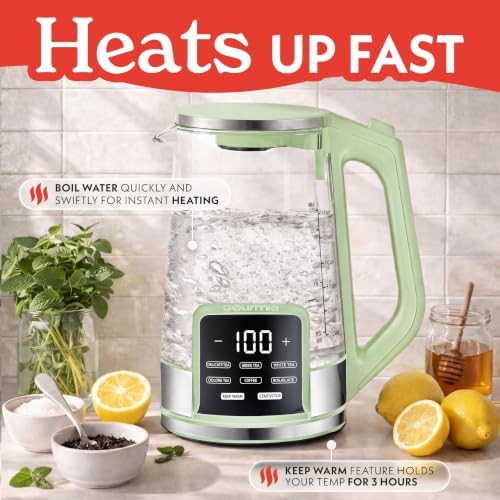 Digital glass electric green kettle — photo 4