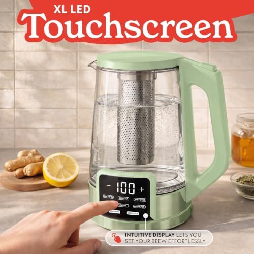 Digital glass electric green kettle — photo 5
