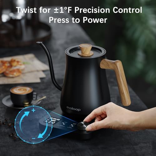 Black wooden handle gooseneck electric kettle — photo 3