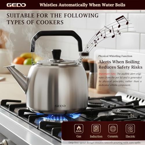 Large stainless steel whistling induction kettle — photo 5