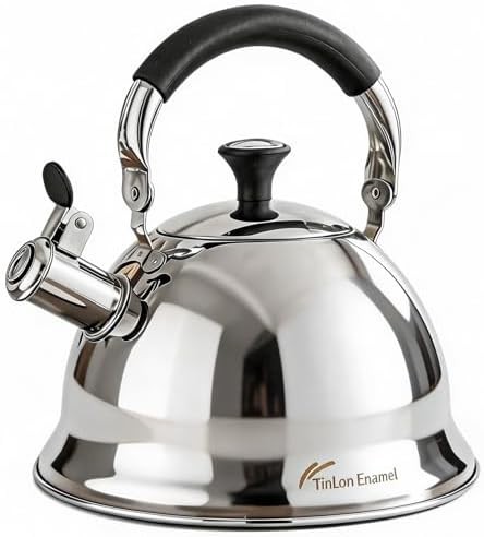 Silver stainless steel whistling tea kettle 3.1QT