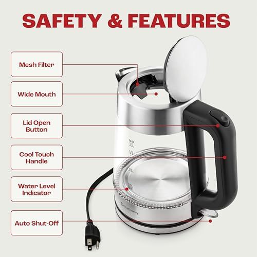 Black glass electric water boiler 1.7L — photo 5