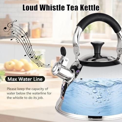 Vintage enamel steel whistling tea kettle 3.1QT — photo 4