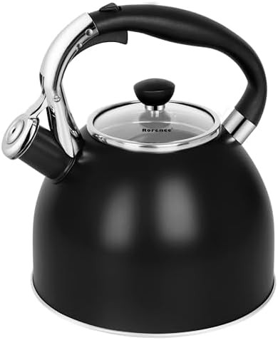 Matte black stovetop whistling tea kettle