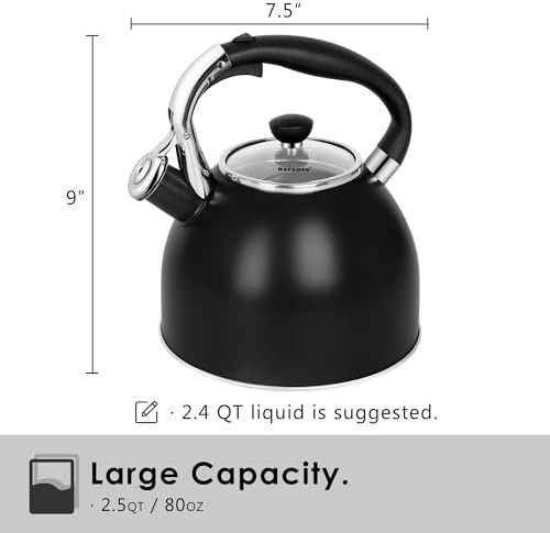 Matte black stovetop whistling tea kettle — photo 3