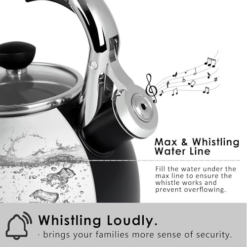 Matte black stovetop whistling tea kettle — photo 4