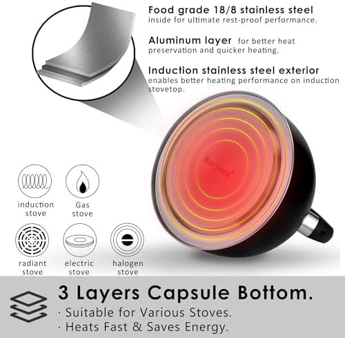 Matte black stovetop whistling tea kettle — photo 5