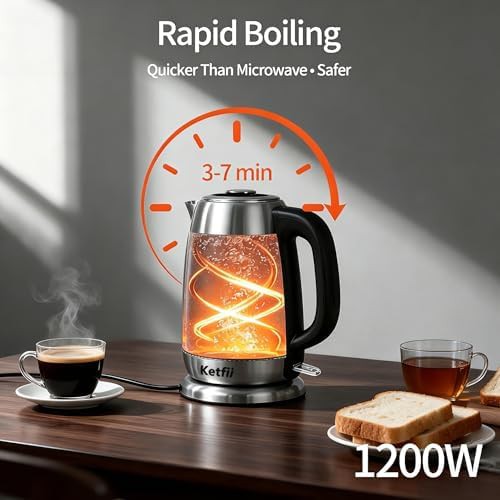Glass and stainless fast boil electric kettle — photo 4