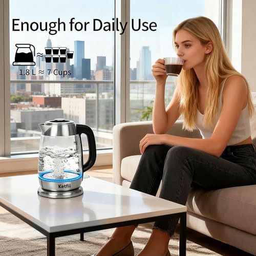 Glass and stainless fast boil electric kettle — photo 5