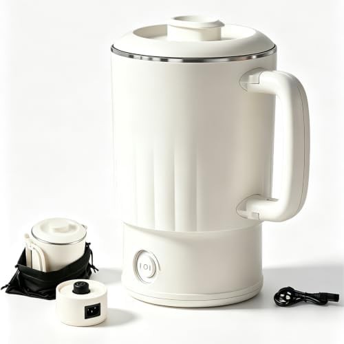 Beige collapsible travel electric kettle