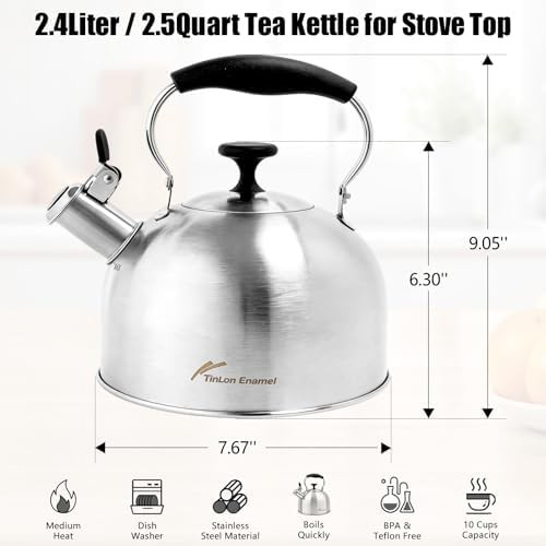 Brushed stainless steel stovetop teapot 2.5 Qt — photo 3