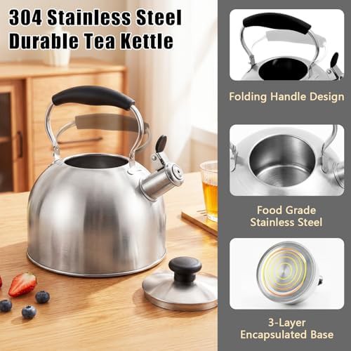 Brushed stainless steel stovetop teapot 2.5 Qt — photo 4