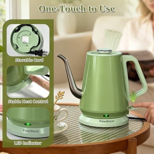 Green gooseneck electric travel kettle — photo 4