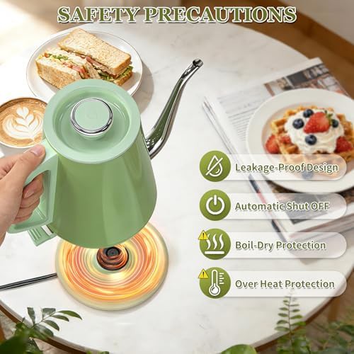 Green gooseneck electric travel kettle — photo 5