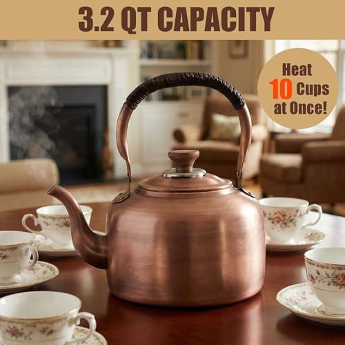 Large copper whistling stovetop tea pot — photo 5