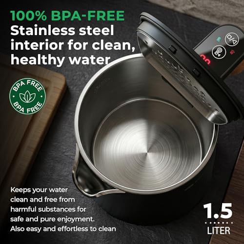 Black stainless steel kettle with temperature control — photo 3