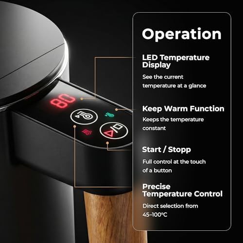 Black stainless steel kettle with temperature control — photo 4
