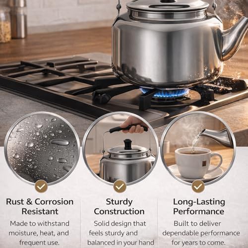 Polished stainless steel stovetop water boiler — photo 5