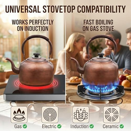 Large solid copper whistling stovetop kettle — photo 3