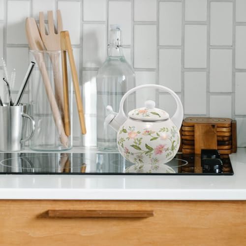Floral enamel whistling tea kettle 2.2L — photo 4