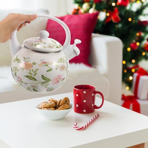 Floral enamel whistling tea kettle 2.2L — photo 5