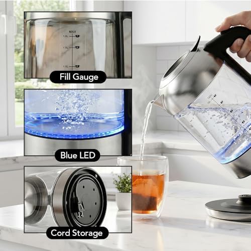 Silver glass electric water boiler — photo 3