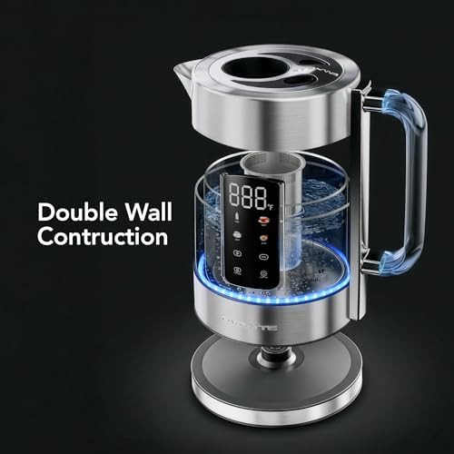 Silver glass electric kettle with tea infuser — photo 4