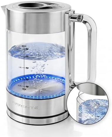 Silver double wall glass electric kettle
