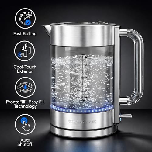 Silver double wall glass electric kettle — photo 4