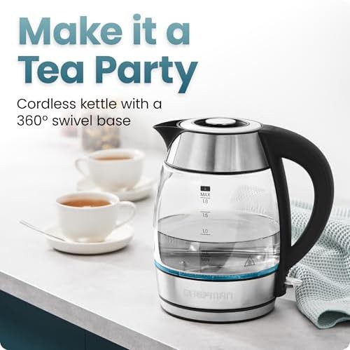 Glass electric kettle with LED indicators — photo 5