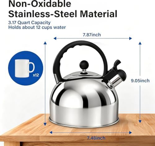 Large capacity stovetop tea kettle 3.2 quart — photo 3
