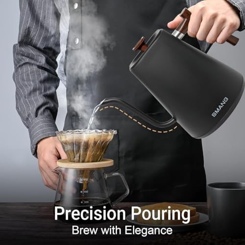 Black gooseneck electric kettle with temperature control — photo 3