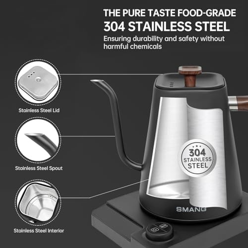 Black gooseneck electric kettle with temperature control — photo 4