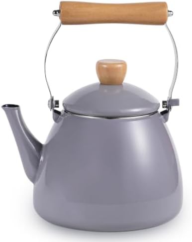 Vintage porcelain enamel on steel teapot