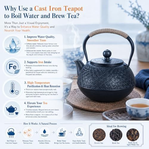 Cast iron tea kettle with infuser — photo 4