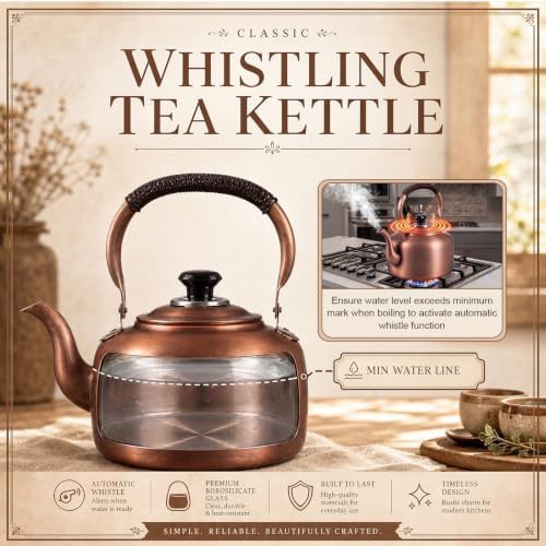 Copper whistling tea kettle with cups — photo 4