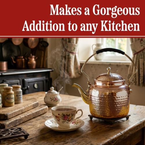 Vintage copper stovetop tea kettle — photo 4