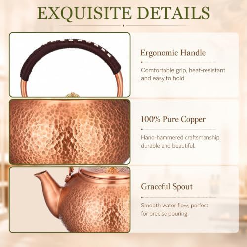 Handmade hammered copper tea kettle — photo 3