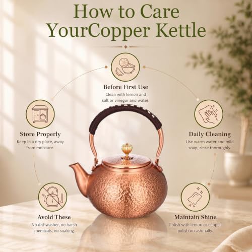 Handmade hammered copper tea kettle — photo 5