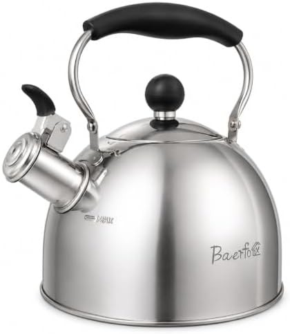Baerfo Stainless Steel Whistling Tea Kettle Silver