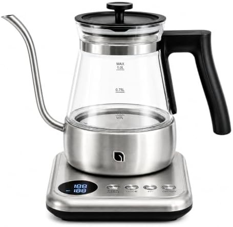 Glass Gooseneck Electric Kettle with LED Display