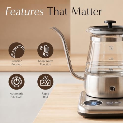 Glass Gooseneck Electric Kettle with LED Display — photo 3