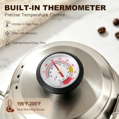 Silver Camping Gooseneck Kettle with Thermometer — photo 3