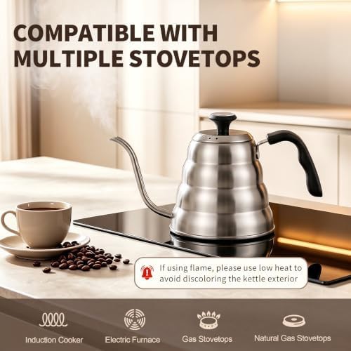 Silver Camping Gooseneck Kettle with Thermometer — photo 4